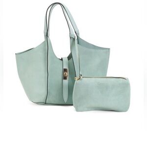 Brand new, CHEVALIER MINT SUEDE LEATHER TOTE BAG PURSE, MADE IN ITALY, $227